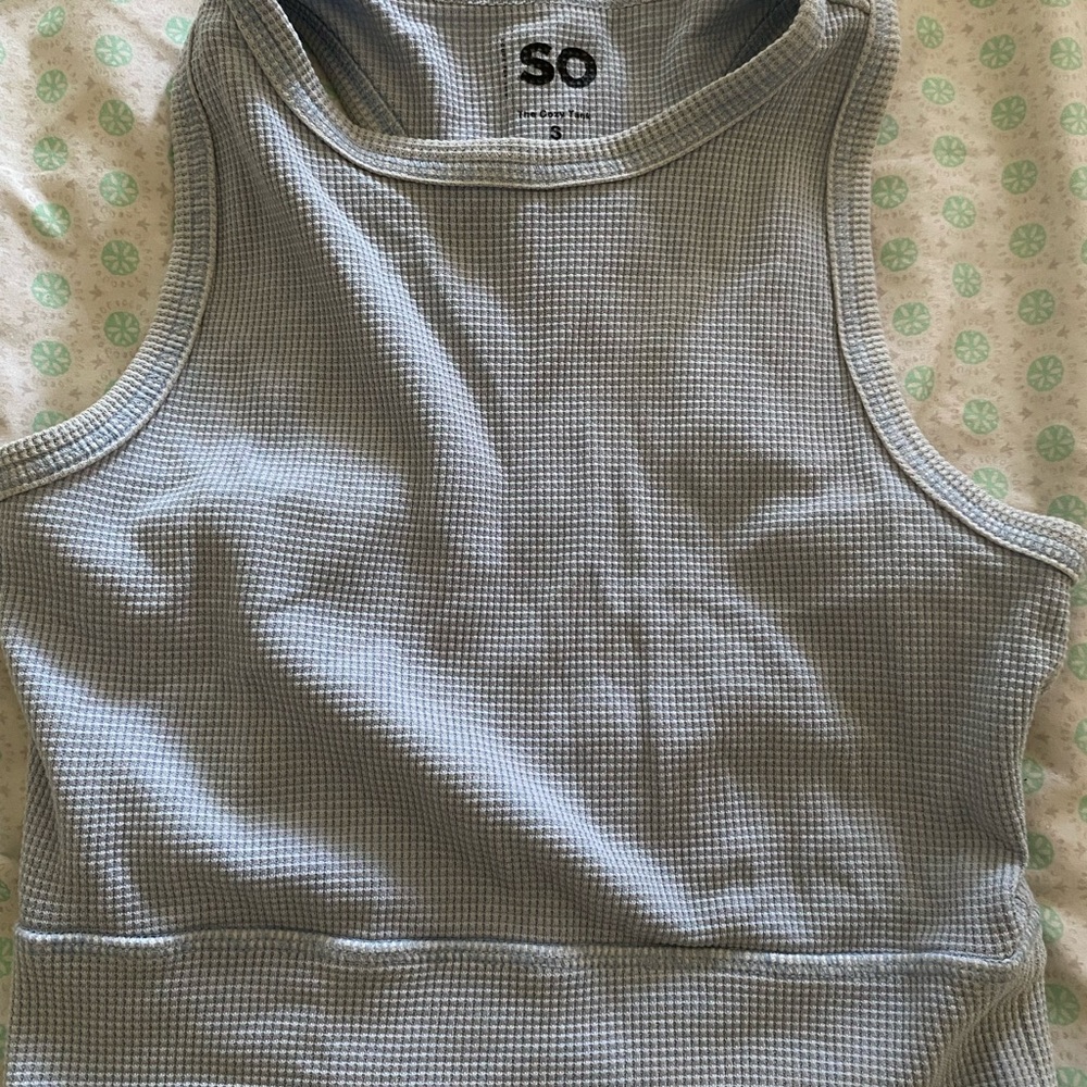 SO Gray Ribbed Sleeveless Crop Tank Top